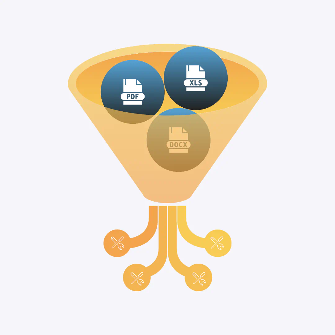 Illustration showing how an AI filter turns files into interfaces.